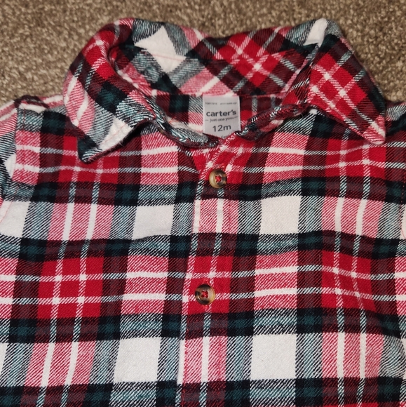 Carter's Just One You 12 Months Long Sleeve Flannel Button Up Shirt - Picture 6 of 8